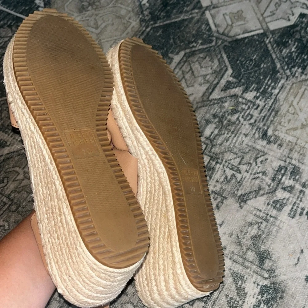Eileen Fisher women’s Willow Tumbled Leather Wedge Espadrille size 11